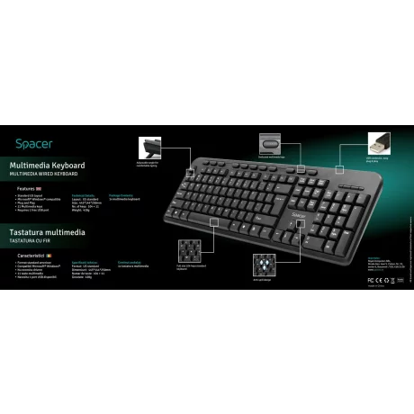 Tastatura cu fir SPACER SPKB-169