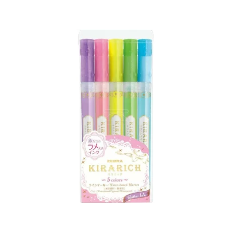 Textmarker Kirarich Glitter 5 culori/set Zebra