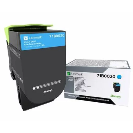 Toner Original Lexmark Cyan, 71B0020, pentru CX317|CS317|CX417|CS417|CS517|CX517, 2.3K, incl.TV 0.8 RON, &quot;71B0020&quot;