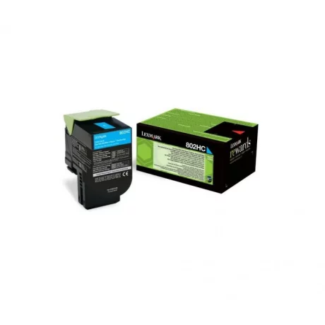 Toner Original Lexmark Cyan, 80C2HCE, pentru CX410|CX510, 3K, incl.TV 0.8 RON, &quot;80C2HCE&quot;