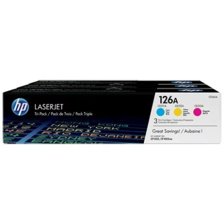 Tri-Pack Original HP CMY, nr.126A, pentru LJ Pro 100 M175A|LJ Pro 100 M175NW|LJ Pro CP1025|LJ Pro CP1025NW|LJ Pro M275, 3x1K, incl.TV 0.8 RON, &quot;CF341A&quot;