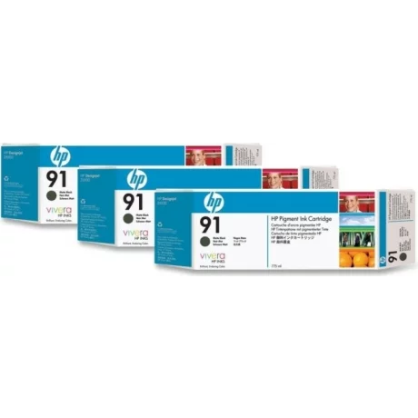 Tri-Pack Original HP Matte Black, nr.91, pentru DesignJet Z6100, , incl.TV 0.11 RON, &quot;C9480A&quot;