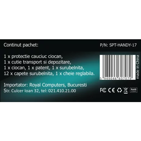 TRUSA scule SPACER contine 1 x ciocan, 1 x patent, 1 x surubelnita, 12 x capete surubelnita, 1 x cheie reglabila, 1 x protectie cauciuc ciocan, 1 x cutie transport si depozitare &quot; SPT-HANDY-17&quot;