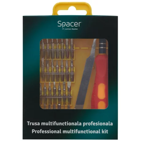 TRUSA surubelnite, SPACER, functii: insurubare. 32 produse: 30 capete de surubelnita, surubelnita clasica si penseta &quot;SPT-BITS-32&quot;