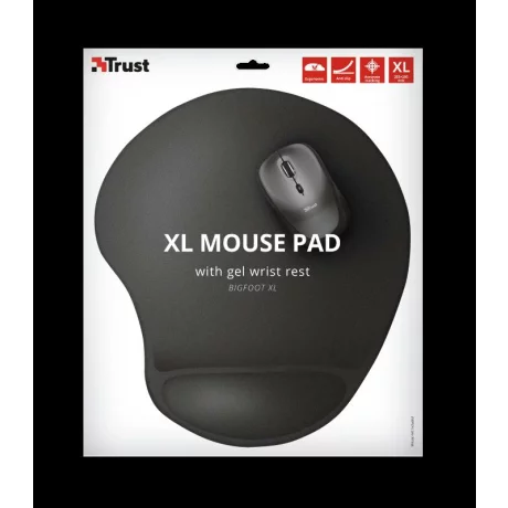 Mouse PAD TRUST, &quot;Bigfoot XL &quot;, cu gel, cauciuc si material textil, 295 x 255 x 19 mm, negru, &quot;TR-23728&quot;