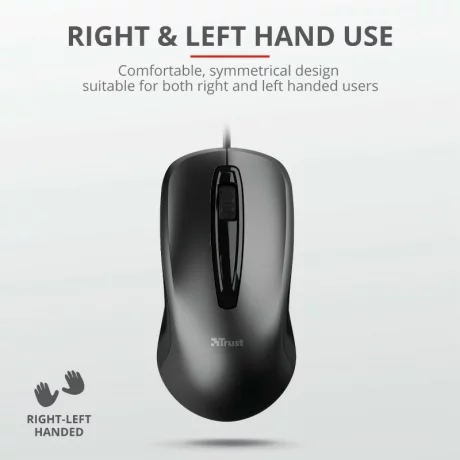 MOUSE TRUST, &quot;Carve&quot; notebook, PC, cu fir, optic, USB, 1200 dpi, 3/1, negru, &quot;TR-23733&quot;, (include TV 0.15 lei)