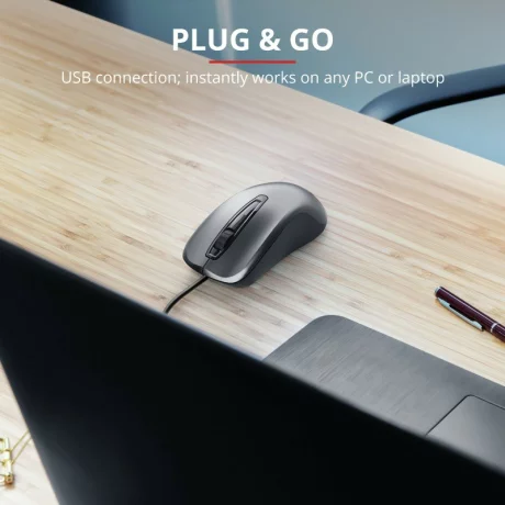 MOUSE TRUST, &quot;Carve&quot; notebook, PC, cu fir, optic, USB, 1200 dpi, 3/1, negru, &quot;TR-23733&quot;, (include TV 0.15 lei)