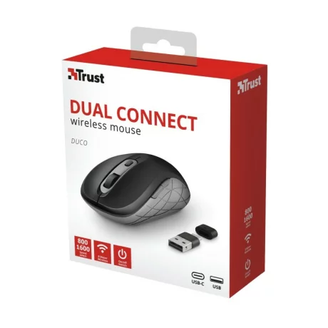 MOUSE TRUST, &quot;Duco Dual&quot; notebook, PC, wireless, optic, USB, 1600 dpi, 6/1, buton selectare viteza, negru, &quot;TR-23613&quot;, (include TV 0.15 lei)