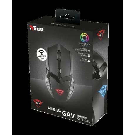 MOUSE TRUST, &quot;GXT 103 Gav&quot; gaming, wireless, optic, USB, 2000 dpi, 6/1, iluminare, buton selectare viteza, negru, &quot;TR-23213&quot;, (include TV 0.15 lei)