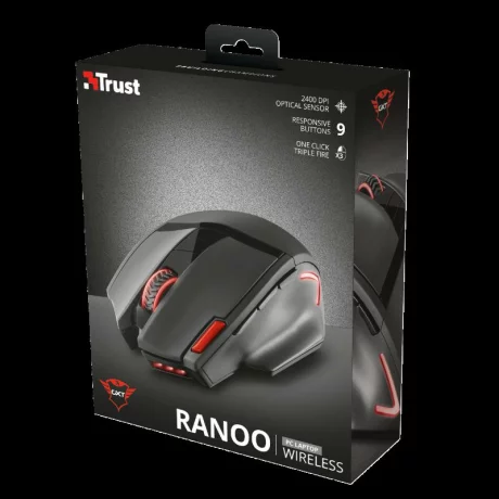 MOUSE TRUST, &quot;GXT 130 Ranoo&quot; gaming, wireless, optic, USB, 2400 dpi, 9/1, iluminare, buton selectare viteza, negru, &quot;TR-20687&quot;, (include TV 0.15 lei)