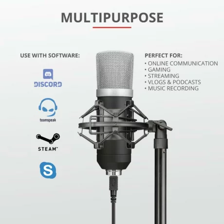 MICROFON TRUST, suport tip &quot;picior&quot;, conector USB, negru, &quot;TR-21753&quot;