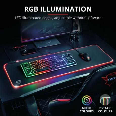 Mouse PAD TRUST, &quot;GXT 764 GlideFlex&quot;, gaming , cu led, cauciuc si material textil, 930 x 300 x 3 mm, negru, &quot;TR-23395&quot;