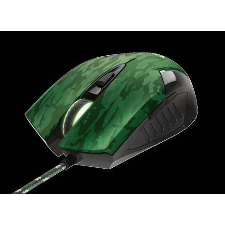 MOUSE TRUST, &quot;GXT 781 Rixa Camo&quot; gaming, cu fir, optic, USB, 3200 dpi, 5/1, iluminare, butoane programabile, pad inclus, negru / verde, &quot;TR-23611&quot;, (include TV 0.15 lei)