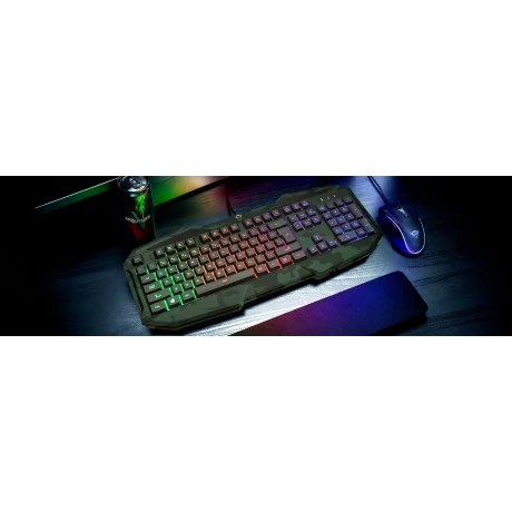 TASTATURA TRUST - gaming, &quot;GXT 830-RW-C Avonn&quot;, cu fir, 104 taste, format standard , USB, verde camuflaj, &quot;TR-23136&quot; (include TV 0.75 lei)