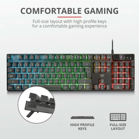 Tastatura gaming cu fir TRUST GXT 835 Azor negru TR-23651