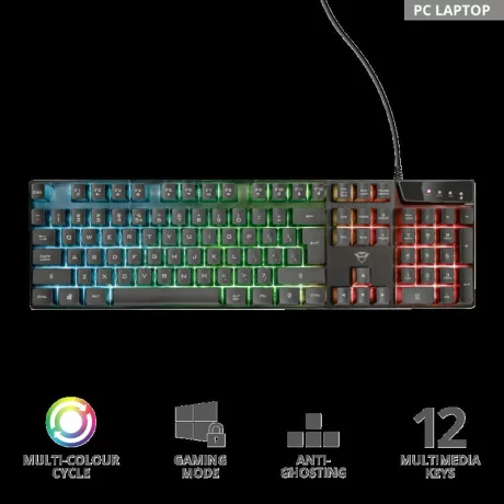 Tastatura gaming cu fir TRUST GXT 835 Azor negru TR-23651