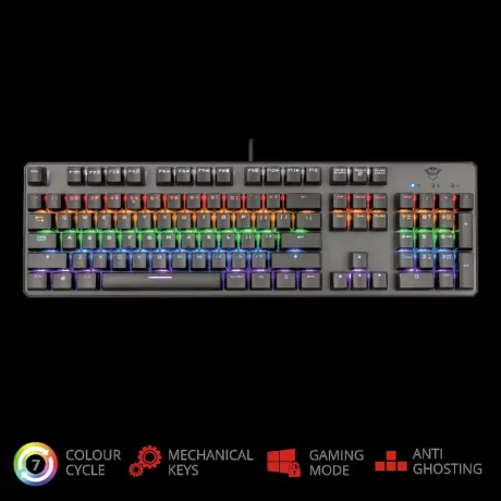 TASTATURA TRUST- gaming, &quot;GXT 865 Astra&quot;, cu fir, 104 taste, format standard , mecanica, switch GXT-Red, USB, negru, &quot;TR-22630&quot; (include TV 0.75 lei)