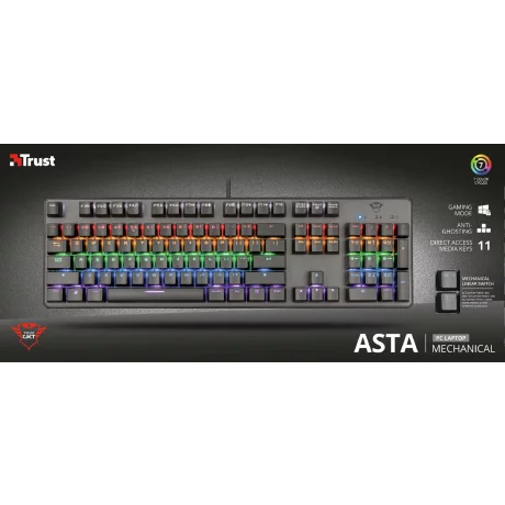 TASTATURA TRUST- gaming, &quot;GXT 865 Astra&quot;, cu fir, 104 taste, format standard , mecanica, switch GXT-Red, USB, negru, &quot;TR-22630&quot; (include TV 0.75 lei)