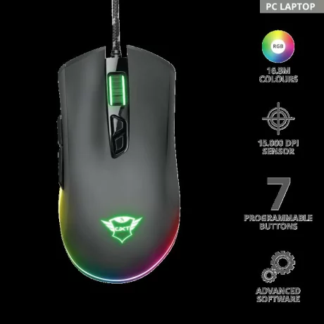 MOUSE TRUST, &quot;GXT 900 Qudos&quot; gaming, cu fir, optic, USB, 15000 dpi, 7/1, iluminare, butoane programabile, buton selectare viteza, negru, &quot;TR-23400&quot;, (include TV 0.15 lei)