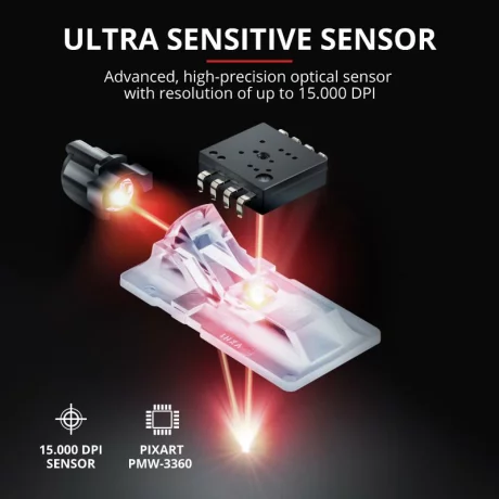 MOUSE TRUST, &quot;GXT 900 Qudos&quot; gaming, cu fir, optic, USB, 15000 dpi, 7/1, iluminare, butoane programabile, buton selectare viteza, negru, &quot;TR-23400&quot;, (include TV 0.15 lei)