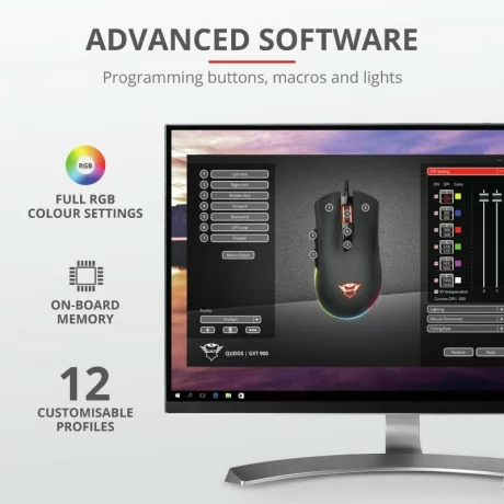MOUSE TRUST, &quot;GXT 900 Qudos&quot; gaming, cu fir, optic, USB, 15000 dpi, 7/1, iluminare, butoane programabile, buton selectare viteza, negru, &quot;TR-23400&quot;, (include TV 0.15 lei)