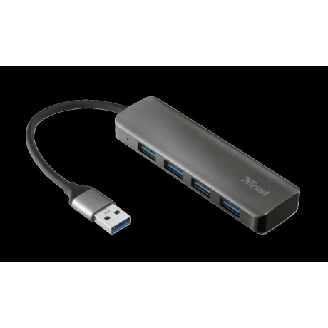 HUB extern TRUST, porturi USB USB 3.2 x 4, conectare prin USB 3.2, cablu 1 m, argintiu, &quot;TR-23327&quot;