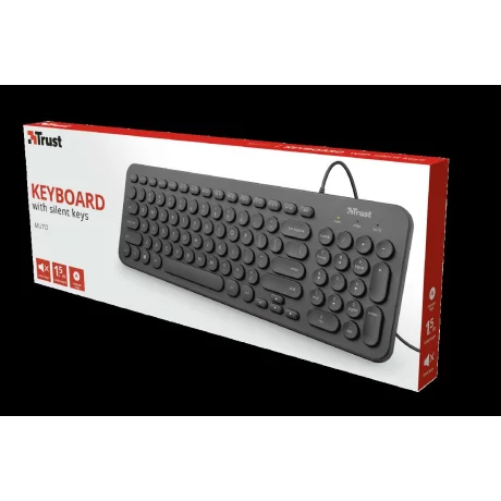 TASTATURA TRUST, &quot;Muto Silent&quot;, cu fir, 106 taste format standard (104-108 taste), USB, negru, &quot;TR-23090&quot;  (include TV 0.75 lei)