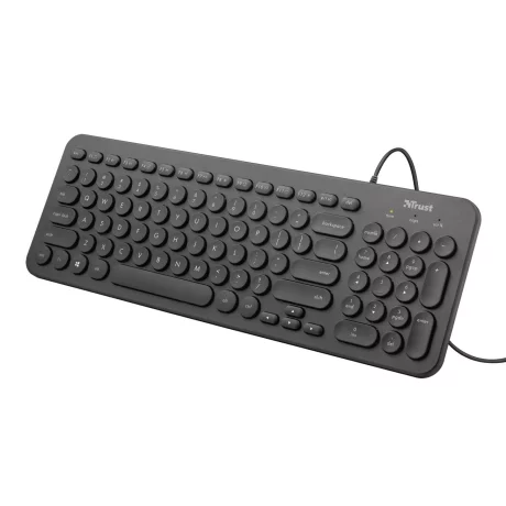 TASTATURA TRUST, &quot;Muto Silent&quot;, cu fir, 106 taste format standard (104-108 taste), USB, negru, &quot;TR-23090&quot;  (include TV 0.75 lei)