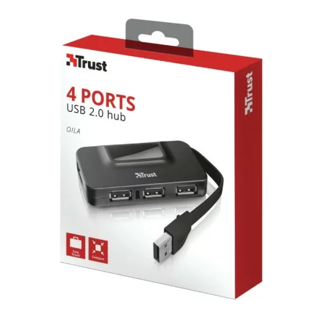 HUB extern TRUST, porturi USB USB 2.0 x 4, conectare prin USB 2.0, cablu 0.075 m, negru, &quot;TR-20577&quot;