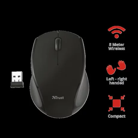 MOUSE TRUST, &quot;Oni Mircor&quot; notebook, PC, wireless, optic, USB, 1600 dpi, 3/1, buton selectare viteza, negru, &quot;TR-21048&quot;, (include TV 0.15 lei)