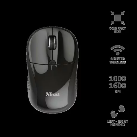 MOUSE TRUST, &quot;Primo&quot; notebook, PC, wireless, optic, USB, 1600 dpi, 4/1, buton selectare viteza, negru, &quot;TR-20322&quot;, (include TV 0.15 lei)