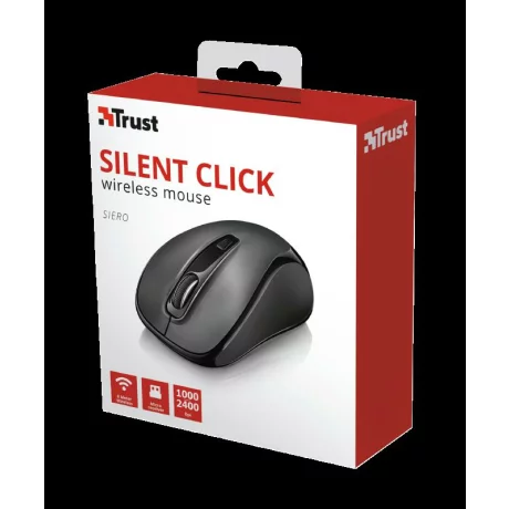 MOUSE TRUST, &quot;Sketch Silent Click&quot; notebook, PC, wireless, optic, USB, 2400 dpi, 4/1, buton selectare viteza, butoane silentioase, negru, &quot;TR-23266&quot;, (include TV 0.15 lei)
