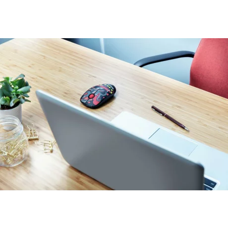 MOUSE TRUST, &quot;Sketch Silent Click&quot; notebook, PC, wireless, optic, USB, 1600 dpi, 3/1, butoane silentioase, rosu / print, &quot;TR-23336&quot;, (include TV 0.15 lei)