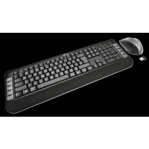 Kit TASTATURA si Mouse Trust, &quot;Tecla&quot;, wireless, 106 taste format standard, mouse , 4/1 butoane, negru, &quot;TR-18040&quot; (include TV 0.75 lei)