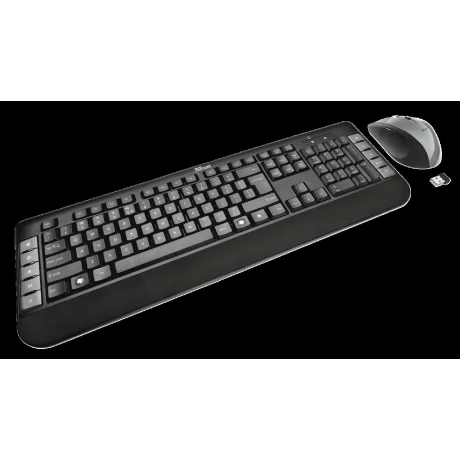 Kit TASTATURA si Mouse Trust, &quot;Tecla&quot;, wireless, 106 taste format standard, mouse , 4/1 butoane, negru, &quot;TR-18040&quot; (include TV 0.75 lei)