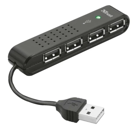 HUB extern TRUST, porturi USB USB 2.0 x 4, conectare prin USB 2.0, cablu 0.16 m, negru, &quot;TR-14591&quot;