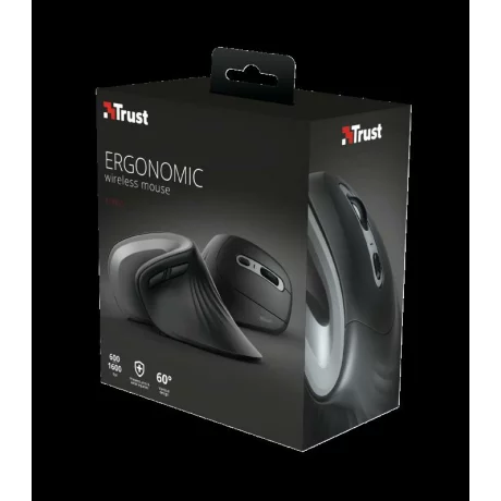 MOUSE TRUST, &quot;Verro Ergonomic&quot; notebook, PC, wireless, optic, USB, 1600 dpi, 6/1, buton selectare viteza, negru, &quot;TR-23507&quot;, (include TV 0.15 lei)