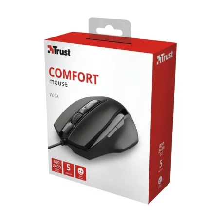 MOUSE TRUST, &quot;Voca Comfort&quot; notebook, PC, cu fir, optic, USB, 2400 dpi, 6/1, buton selectare viteza, negru, &quot;TR-23650&quot;, (include TV 0.15 lei)
