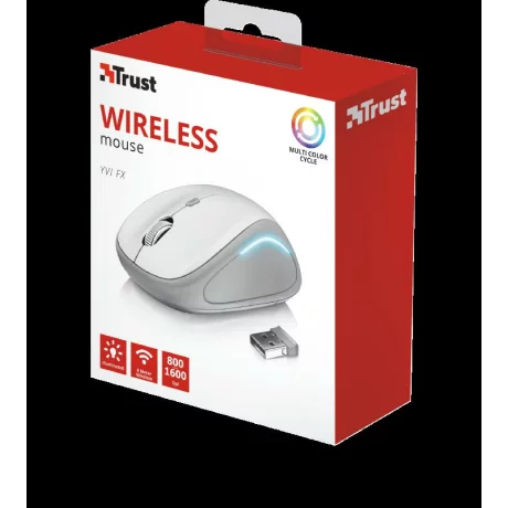 MOUSE TRUST, &quot;Yvi FX&quot; notebook, PC, wireless, optic, USB, 1600 dpi, 4/1, iluminare, buton selectare viteza, alb, &quot;TR-22335&quot;, (include TV 0.15 lei)