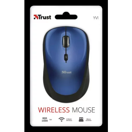 MOUSE TRUST, &quot;Yvi&quot; notebook, PC, wireless, optic, USB, 1600 dpi, 4/1, buton selectare viteza, albastru, &quot;TR-19663&quot;, (include TV 0.15 lei)