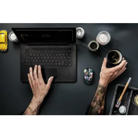 MOUSE TRUST, &quot;Yvi&quot; notebook, PC, wireless, optic, USB, 1600 dpi, 4/1, buton selectare viteza, negru / print, &quot;TR-23387&quot;, (include TV 0.15 lei)