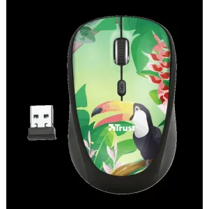 MOUSE TRUST, &quot;Yvi&quot; notebook, PC, wireless, optic, USB, 1600 dpi, 4/1, buton selectare viteza, negru / print, &quot;TR-23389&quot;, (include TV 0.15 lei)