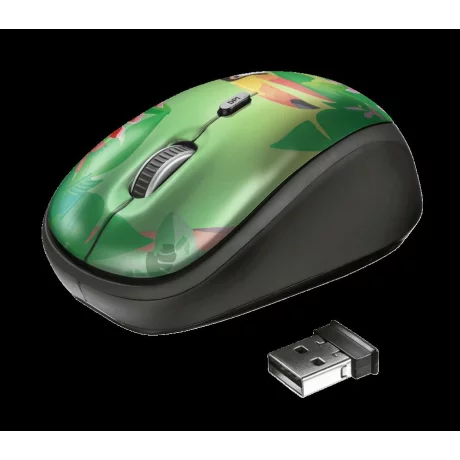MOUSE TRUST, &quot;Yvi&quot; notebook, PC, wireless, optic, USB, 1600 dpi, 4/1, buton selectare viteza, negru / print, &quot;TR-23389&quot;, (include TV 0.15 lei)