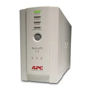 UPS APC, &quot;Back-UPS CS&quot;, Line Int. cu management, mini tower, 500VA/300W, IEC x 4, 1 x baterie RBC2, LED, back-up 11 - 20 min., &quot;BK500EI&quot;, SP prelungire garantie(WBEXTWAR1YR-SP-01/WBEXTWAR3YR-SP-01),