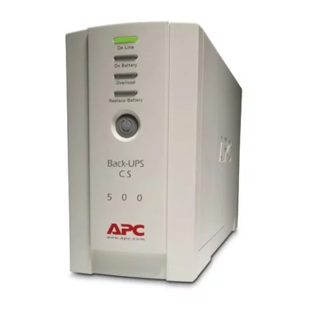 UPS APC, &quot;Back-UPS CS&quot;, Line Int. cu management, mini tower, 500VA/300W, IEC x 4, 1 x baterie RBC2, LED, back-up 11 - 20 min., &quot;BK500EI&quot;, SP prelungire garantie(WBEXTWAR1YR-SP-01/WBEXTWAR3YR-SP-01),