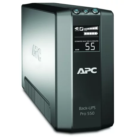 UPS APC, &quot; Back-UPS RS&quot;, Line Int. cu management, mini tower, 550VA/330W, AVR, IEC x 6, 1 x baterie APCRBC110, display LCD, back-up 11 - 20 min., &quot;BR550GI&quot;, SP prelungire garantie(WBEXTWA R1YR-SP-01/WBEXTWAR3YR-SP-01),
