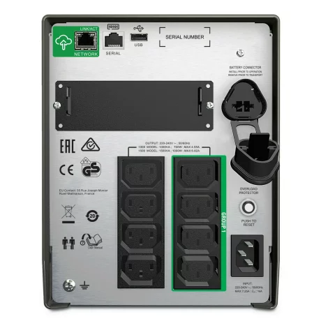 UPS APC, &quot;Smart-UPS SMT&quot;, Line Int. cu sinusoida pura cu management, mini tower,  1000VA / 700W, AVR, IEC x 8, 1 x baterie RBC6, display LCD, back-up 11 - 20 min., &quot;SMT1000IC&quot;,SP prelungire garantie (WBEXTWAR 1YR-SP-02/WBEXTWAR3YR-SP-02),