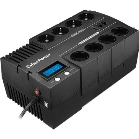 UPS CYBER POWER Line Int. cu management, LCD, brick,  1200VA/ 720W, AVR, 8 x socket Shucko, display LCD, 2 x baterie 12V/5.8Ah, Backup 51-80min, incarc.8h, USB, USB Charger Port, combo RJ45, GreenPower (Energy Saving), &quot;BR1200ELCD&quot; (include TV 8 lei)