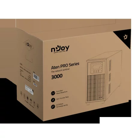 UPS NJOY, &quot;ATEN PRO 3000&quot;, Online cu sinusoida pura, tower, 3000VA/2700W, AVR, Schuko x 4, 6 x baterie 12V/9Ah, display LCD, back-up 11 - 20 min., &quot;PWUP-OL300AP-AZ01B&quot;, ,