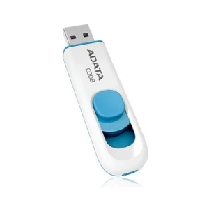 Memorie USB 2.0 ADATA 32 GB, retractabila, carcasa plastic, alb / albastru, AC008-32G-RWE